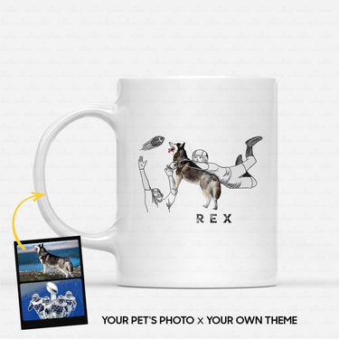 Personalized Mug Line Art For Dog Lover - Sport Sketching - White Mug